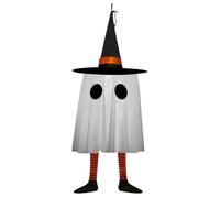 Ghosts Ornament, Glowing Ghosts Pendant Decor with Witch Hat, 7.87x7.87x23.62 Inches Horror Holiday Decorations, Hanging Halloween Props for Courtyard, Porch, Living Room, Yard, Indoor Outdoor Display