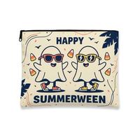 Ghosts Tela con cerniera, occhiali da sole allegri fantasiosi Candy Corn Summer Beige portatili con cerniera piccola borsa per la cura della pelle per viaggi, borsa, bagno, toeletta e conservazione