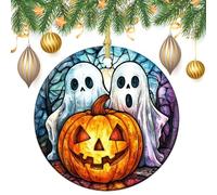 Ghosts Zucca Halloween Horror Albero di Natale Appeso Ornamenti 2 Pezzi, 7.2 CM Rotondo Doppio Lato