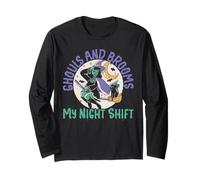 Ghouls And Brooms: My Night Shift School Janitor Halloween Maglia a Manica