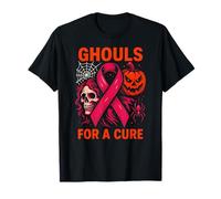 Ghouls Rosa di Halloween per Un Supporto al Cancro della Donna Carina Cura Maglietta