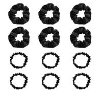 GHPKOTW 12 Pezzi Di Seta Scrunchies Capelli Nero Elastico Scrunchie Capelli Piccoli Accessori Per Capelli Bande Di Seta Signore Ragazze Coda Di Cavallo Capelli Anelli (Due Dimensioni)