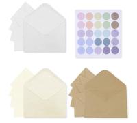 GHPKOTW 15 mini buste, 3 colori, con 25 adesivi colorati, buste per carte regalo, matrimoni, Natale e fai da te (100 x 70 mm)