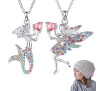 GHPKOTW 2 collane fata e sirena, ciondoli diamanti colorati, collane per ragazze, regali da favola, gioielli per figlie e signore