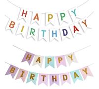 GHPKOTW 2 Happy Birthday Striscione Multicolore, Striscione Buon Compleanno, Festone di Buon Compleanno, Decorazione per Feste di Compleanno di Adulti e Bambini