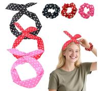 GHPKOTW 3 Fascia per Capelli + 3 Chouchou a Pois, Accessorio per Capelli per Donne, Regalo per Donne, Fascia Retro Vintage, Bandana Boho, Nodo Striscia, Accessorio Rockabilly