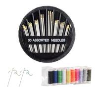 GHPKOTW 30 Pezzi Aghi Per Cucire Con 12 Matasse Di Filo Colorato, Aghi Per Cucire A Mano, Aghi Da Cucito, Aghi Di Grande Occhio, Aghi Universali Per Maglieria, Aghi Da Lana, Per Cucire Vestiti