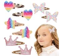 GHPKOTW 8 Pezzi Di Capelli Clip Ragazze Accessori Per Capelli,Stella Farfalla Capelli Clip Glitter Capelli Clip Carino Bambini Clip Capelli Accessori Per Lo Styling Dei Capelli