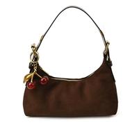 GHTRHSB Borse in pelle scamosciata per le donne con ciondolo di ciliegia design autunno moda mezzaluna borse a tracolla quotidiane eleganti borse vintage, cachi, 25*16*9cm