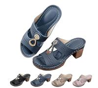 GHTRHSB Sandali ortopedici con tacco con strass, Estate Open Toe Slip on Zeppa Dressy Slipper, Donna Strass Estate Tacchi a blocco scarpe, Blu, 37.5 EU