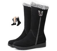 GHTRHSB Stivali invernali da donna a metà polpaccio, impermeabili, con fodera in velluto, antiscivolo e termici, per il freddo, Nero , 39.5 EU