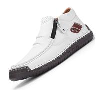 GHTRHSB Stivali ortopedici da uomo in pelle, alla moda, comodi, fatti a mano, con cerniera laterale, bianco, 43.5 EU