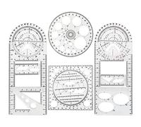 Ghulumn 4 Pezzi Regola Geometrica Multifunzionale Strumenti di Disegno Righello di Plastica Set Matematica Misura Cerchio Regole di Disegno