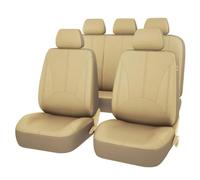 GHUYGTT Set di Coprisedili per Auto in Pelle da 9 Pezzi per Jaguar S Type 2002-2007, Accessori per Auto Proteggi Sedile Antiscivolo Impermeabili E Traspiranti per Tutte Le Stagioni,B/Beige