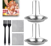 GHVACZS 2 Pezzi Griglia per Pollo Arrosto, Griglia Pollo per Forno Verticale, Supporto per Pollo Arrosto Rimovibile, Rack Pollo per Pulizia per Forni, Barbecue e Pentole da Campeggio