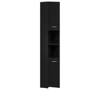 GHVBNMF Armadietto da bagno alto, colore nero, effetto rovere | Colonna stretta per WC e corridoio degli ospiti: gli scomparti opachi offrono spazio ordinato con spazio minimo.
