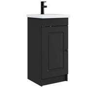 GHVBNMF Armadietto da bagno con rubinetto, nero, 42 x 40 x 84,5 cm | Lavabo compatto con miscelatore e vano per bagno degli ospiti o piccoli spazi. Struttura robusta con manico in metallo.