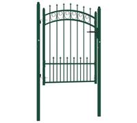 GHVBNMF Cancello da giardino EMMEN in acciaio, 104 x 162,5 cm, verde | Elegante cancello da cortile con design ad arco per giardino e terrazza, include serratura, tre chiavi e pali.