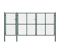 GHVBNMF Cancello da giardino in acciaio, 400 x 200 cm, colore verde | Robusta protezione per terrazza e terreno con lucchetto stabile, 3 chiavi e maniglia per un accesso affidabile.