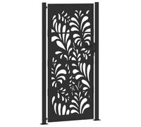 GHVBNMF Cancello da giardino nero, 85 x 200 cm, in acciaio, con design | Cancello richiudibile per terrazza e vialetto con effetto laser, piastre flangiate e tre chiavi abbinate.