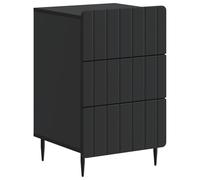 GHVBNMF Comodino con 3 cassetti, nero, 43 x 41 x 68 cm, in legno | Moderno comodino per camera da letto con tre cassetti per lampada da lettura e libri su una superficie stabile.