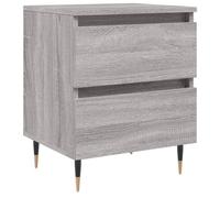 GHVBNMF Comodino grigio sonoma, 40 x 35 x 50 cm, in legno con 2 cassetti | Tavolino compatto per camera da letto con gambe in metallo e molto spazio per le vostre letture.