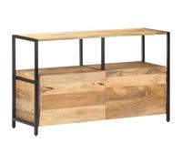 GHVBNMF Credenza in legno massiccio di mango con telaio in ferro, 110 x 35 | Credenza rustica in vero legno di mango e ferro per soggiorno e corridoio con vano e ripiano.