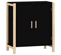 GHVBNMF Credenza nera, 62 x 38 x 70 cm, comò con gambe in legno | Armadietto compatto nero per soggiorno e corridoio, offre una portata di 70 kg e uno spazio di archiviazione stabile.