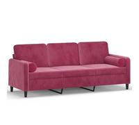GHVBNMF Divano a 3 posti con 2 cuscini decorativi in velluto rosso vino | Elegante divano in morbido velluto con robusto telaio in metallo per soggiorno e camera degli ospiti con cuscino per il