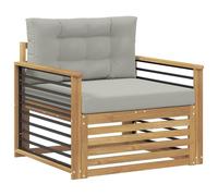 GHVBNMF Divano centrale da giardino in legno massiccio di acacia, divano | Espandi il tuo patio con questa seduta modulare in acacia con cuscini grigio chiaro per ore accoglienti.