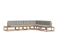 GHVBNMF Divano da esterno in legno di acacia, 6 pezzi, con cuscino | Set di sedute in legno per terrazza e giardino con cuscini, design a doghe per un rapido drenaggio dell'acqua.