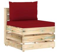GHVBNMF Divano da giardino modulare parte centrale in legno di pino con | Espandi il tuo set lounge in terrazza o in giardino con questa poltrona modulare con cuscini rosso vinaccia.
