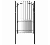 GHVBNMF EMMEN - Cancello da giardino con punte, in acciaio, colore nero | Cancello ad arco per terrazza e cortile, serrature affidabili con pali e tre chiavi.