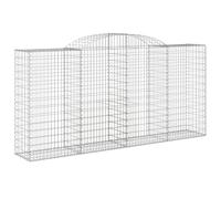 GHVBNMF Gabbione ad arco alto, 11 pezzi, 300 x 50 x 140/160 cm, in ferro | Robusto isolamento acustico e paravento in ferro zincato per giardino, terrazza e giardino d'ingresso con elegante forma ad