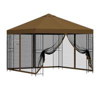 GHVBNMF Gazebo da giardino con 4 pareti laterali, 3 x 3 m, colore: tortora | Protezione da sole e pioggia per la vostra terrazza, robusto telaio in acciaio con doppio tetto per una circolazione ottimale