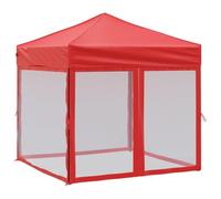 GHVBNMF Gazebo pieghevole per feste, 2 x 2 m, con pareti laterali, rosso | Gazebo da giardino compatto per feste di famiglia, barbecue e campeggio. Fornisce una piacevole ombra all'esterno.