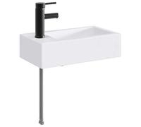 GHVBNMF Lavabo con rubinetto, nero opaco, 45,5 x 25,5 x 13 cm | Lavabo compatto in metallo con piletta di scarico. Resistente alla corrosione e salvaspazio per il WC degli ospiti o il