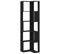 GHVBNMF Libreria a 5 scomparti, colore nero, effetto rovere, 50 x 50 x 179 | Cinque ripiani aperti creano ordine in soggiorno, camera da letto o ufficio. Forma compatta per un utilizzo ottimale della