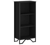 GHVBNMF Libreria nera, 50 x 31 x 106 cm, con 3 scomparti | Organizer compatto per soggiorno e camera da letto con robusti piedini in metallo e protezione antiribaltamento per montaggio