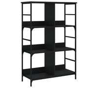 GHVBNMF Libreria nera, 78,5 x 33 x 117,5 cm, con 6 scomparti | Scaffale robusto dal design industriale in legno e acciaio con 6 scomparti per soggiorno, ufficio e corridoio.