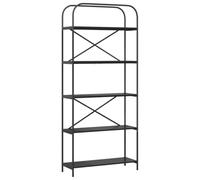 GHVBNMF Libreria nera effetto rovere, 80 x 30 x 183 cm, 5 scomparti | Mobili moderni per soggiorno e ufficio con 5 ampi ripiani e gambe in acciaio stabili dal design elegante.