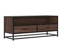GHVBNMF Mobile basso per TV, effetto rovere, in metallo, 100 x 34,5 x 40 cm | Mobile basso industriale con spazio per il soggiorno, piano in legno di facile manutenzione con effetto rovere marrone.