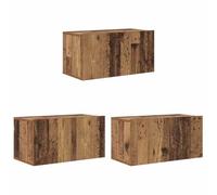 GHVBNMF Mobile basso per TV, montaggio a parete, set di 3 pezzi, marrone | Set di armadi flessibili per soggiorno e camera da letto, il design sospeso crea spazio sul pavimento e spazio ordinato.