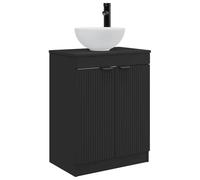GHVBNMF Mobile da bagno con lavandino, nero, 54 x 35 x 83 cm | Lavabo compatto con scarico sifone e ripiano nel segmento sottostante, ideale per il bagno moderno e il bagno degli ospiti.