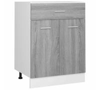 GHVBNMF Mobile da cucina Lyon, grigio Sonoma, 60 x 46 x 81,5 cm | Armadietto da cucina compatto in legno con cassetto e due vani dietro le ante per la cucina.