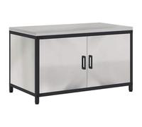GHVBNMF Mobile da cucina per esterni, in acciaio argentato, 90 x 50 x 53 cm | Ideale per terrazza e cucina da giardino: armadietto in acciaio resistente alle intemperie con 2 ante per accessori barbecue
