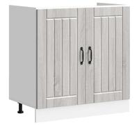GHVBNMF Mobile sottolavello Lucca grigio Sonoma, 80 x 46 x 81,5 cm | Pratico mobile da cucina con piedini regolabili e due ante per il lavello in cucina, portata fino a 70 kg.