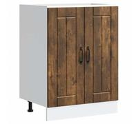 GHVBNMF Mobile sottolavello Lucca in legno di rovere affumicato, 60 cm | Piedini regolabili in altezza per una regolazione stabile nella stanza della cucina, ampio scomparto dietro le ante con