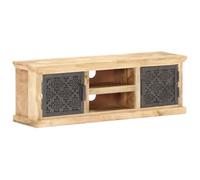 GHVBNMF Mobile TV in legno massiccio, 120 x 30 x 40 cm, con ante in acciaio | Elegante centro multimediale per soggiorno e camera da letto con ripiano aperto e spazio di archiviazione opaco in acciaio.