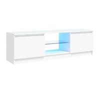 GHVBNMF Mobile TV Lowboard bianco 120 x 30 x 36 cm | Moderna mensola multimediale con elementi in vetro temperato per soggiorno e camera da letto, offre ripiani strutturati.